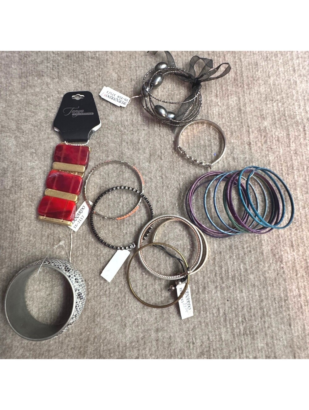 Mixed Bracelet Lot Bangle Cuff Stretch Chunky Resin Mixed Maerial Wearable 15pc